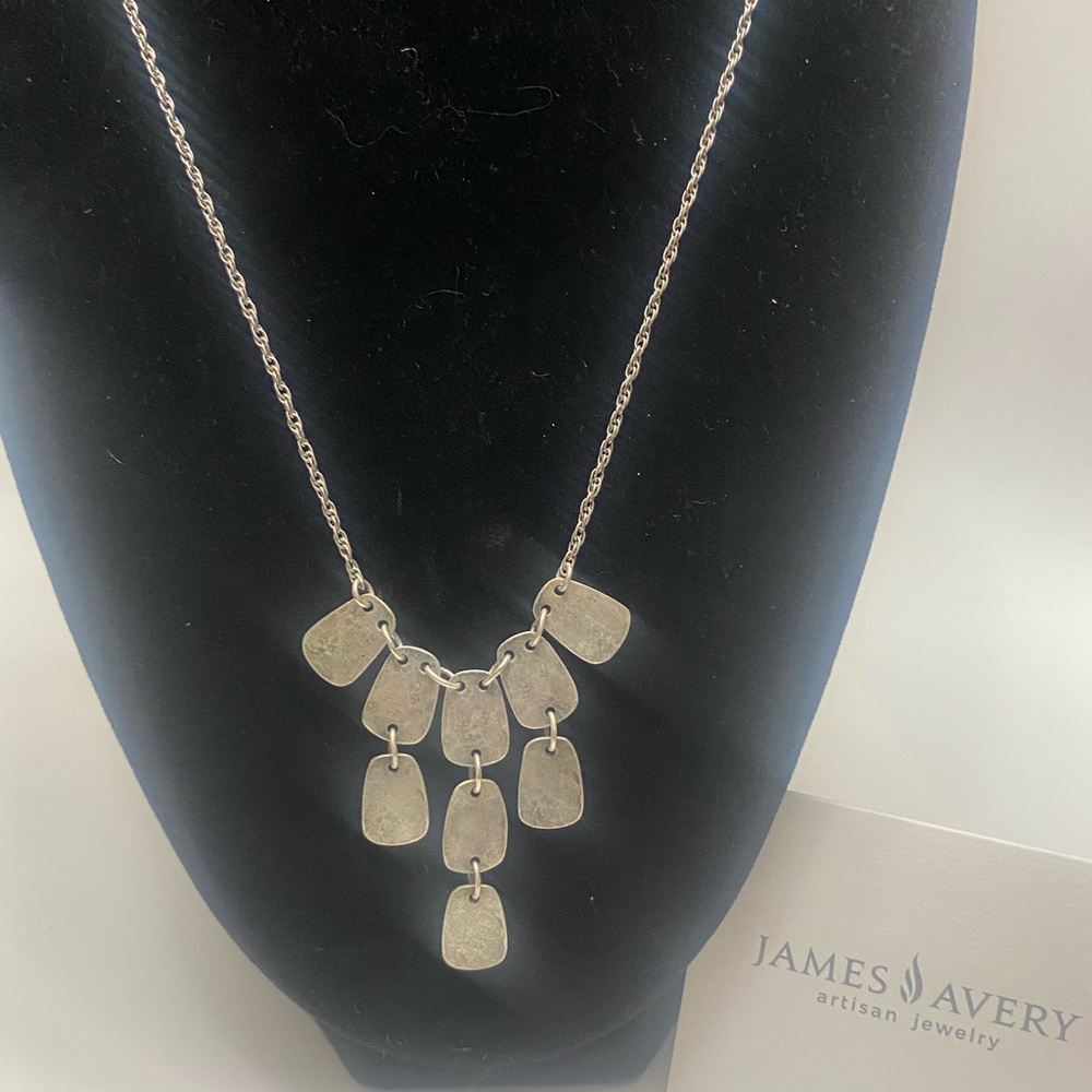 ⭐️JAMES AVERY⭐️ Set - Hammered Square Link Earring and Necklace - Retired - Picture 4 of 15